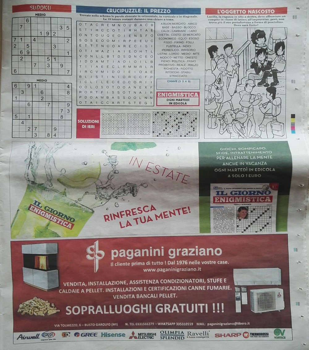 Paganini Graziano pubblicita quotidiano il giorno